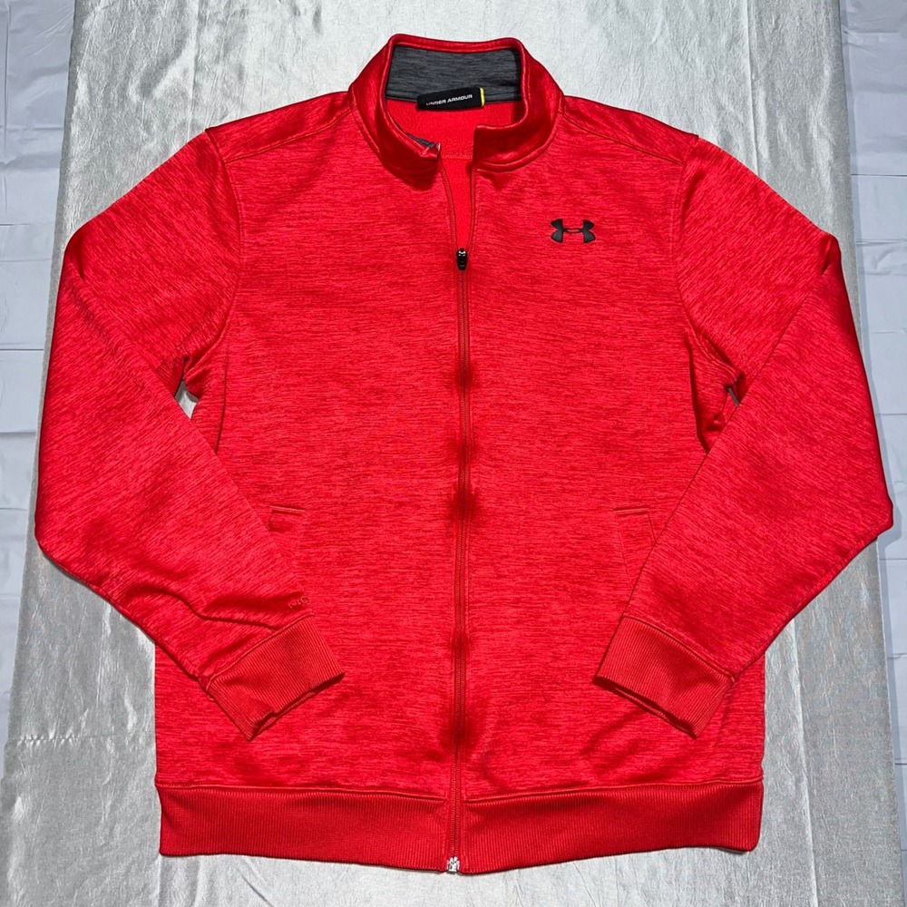 Under Armour Mens Storm1 Red Heather Full Zip Fleece Jacket Loose Fit Medium